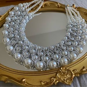 Breakfast at Tiffany’s Inspired Pearl & Silver Necklace
